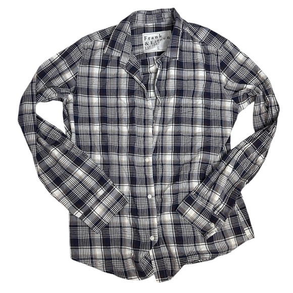 Frank & Eileen Navy and White Plaid Button Down Shirt - Picture 1 of 6